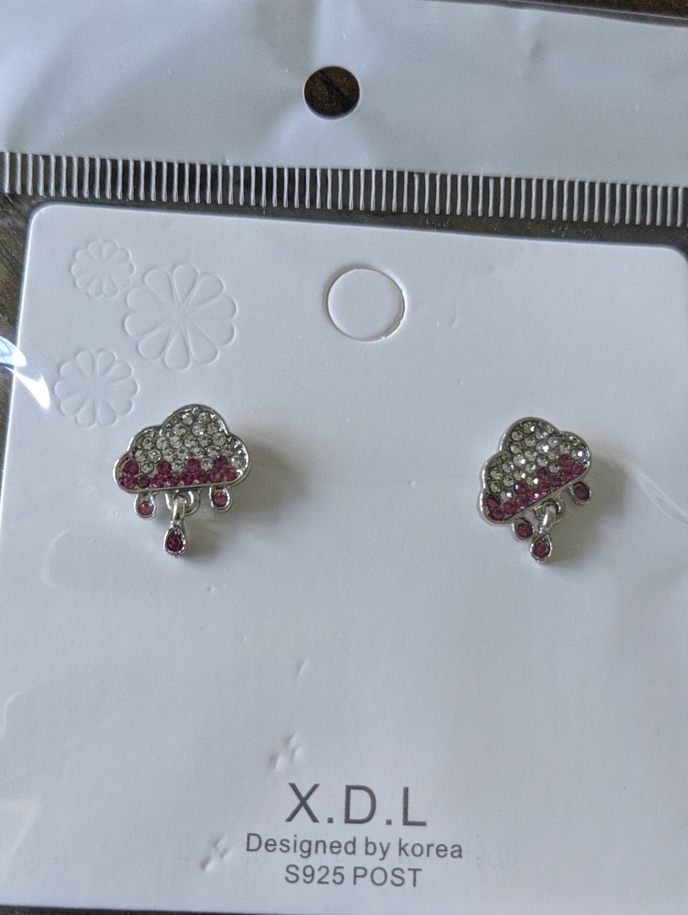 X.D.L Pink & Silver Cloud Rain Stud Earrings